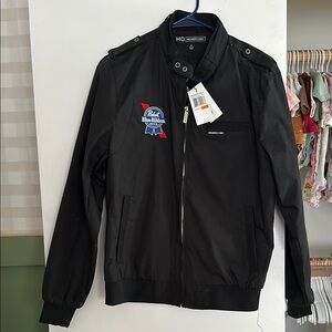 Black Members Only Jacket with Pabst Blue Ribbon Logo